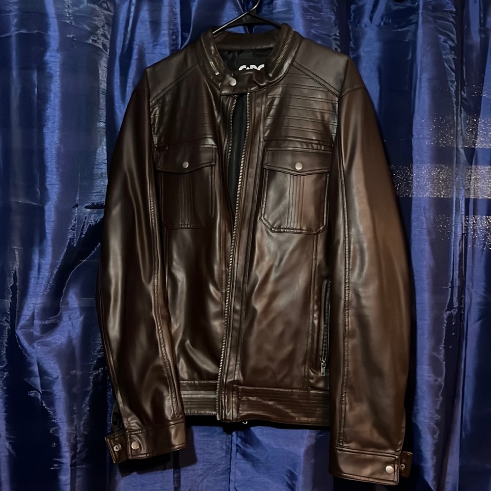 GBG brown leather Jacket size XL. Practically new.